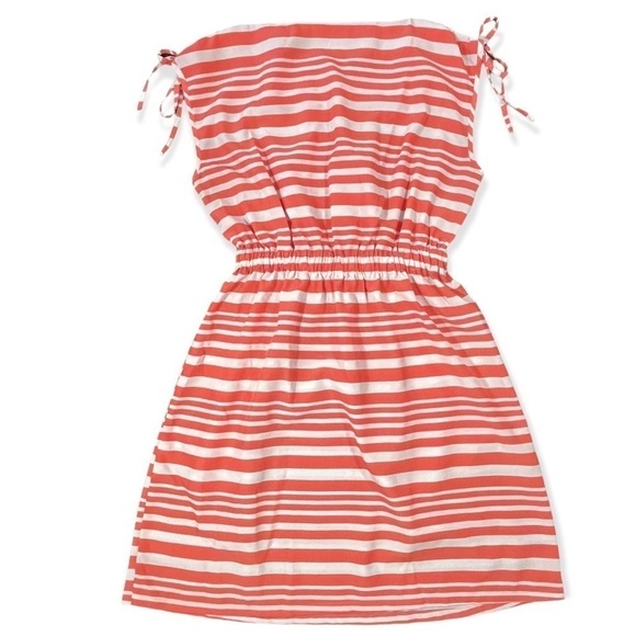 Geri G. Orange and White Tie Shoulder Striped Dress sz M - Picture 4 of 13